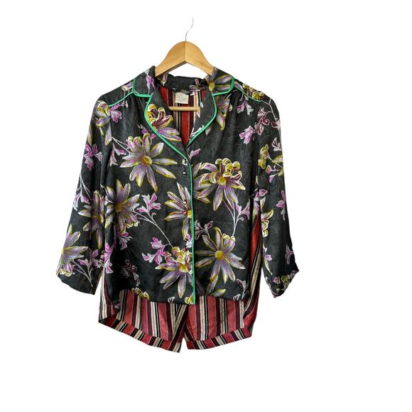 Anthropologie Eloise Juniper Floral Pyjama Top Blouse Women's XS - Picture 1 of 8